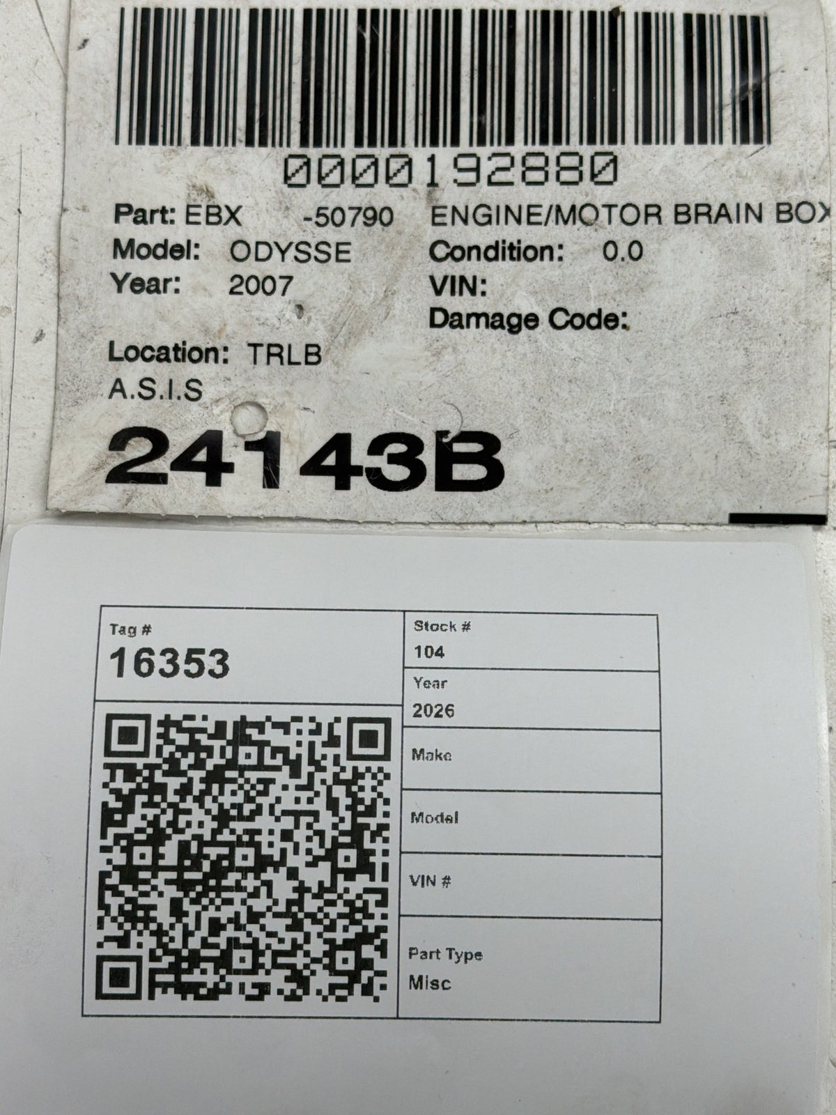 2007 Honda Odyssey Engine Control Module ECU ECM 37820-RGL-A83 OEM