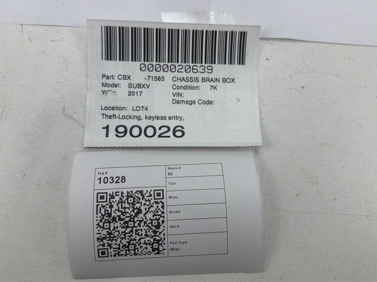 2013-2017 Subaru XV Crosstrek Keyless Entry Module Unit OEM