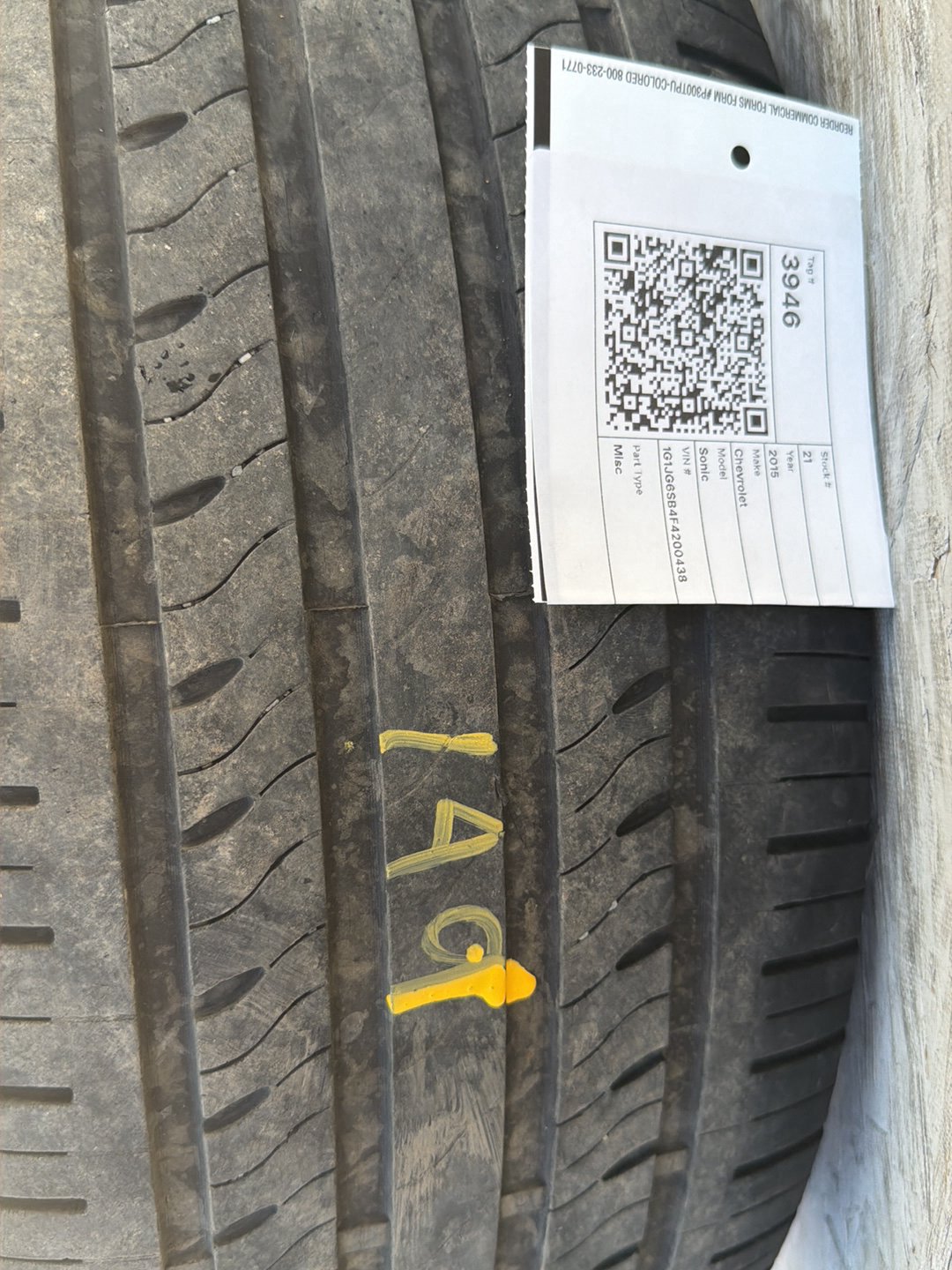 2013-2016 Chevrolet Sonic RS Wheel Rim with Tire OEM