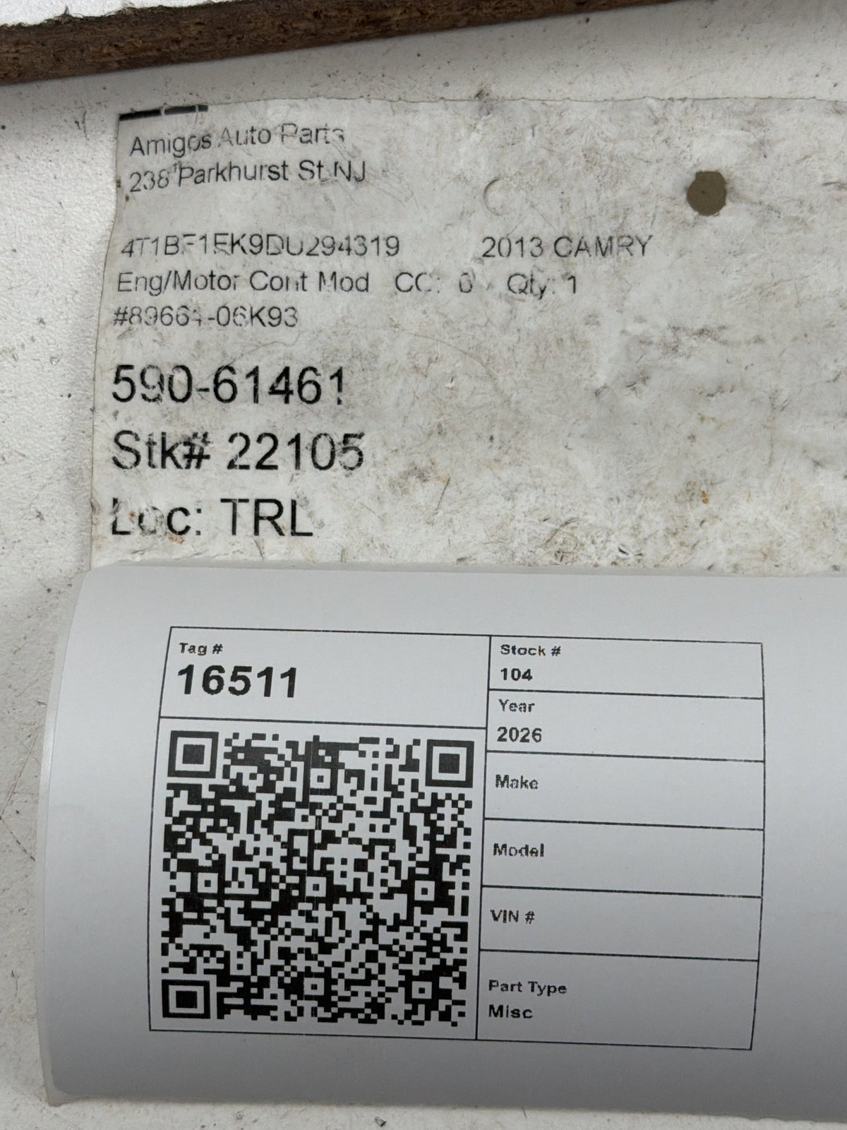 2012-2013 -Toyota Camry 2.5L Engine Control Module Unit ECU 89661-06K93 OEM