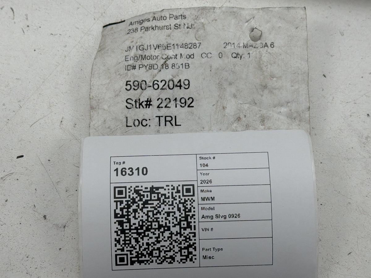 2014-2016 Mazda 6 Engine Control Module ECU ECM Computer PY8D-18-881B OEM