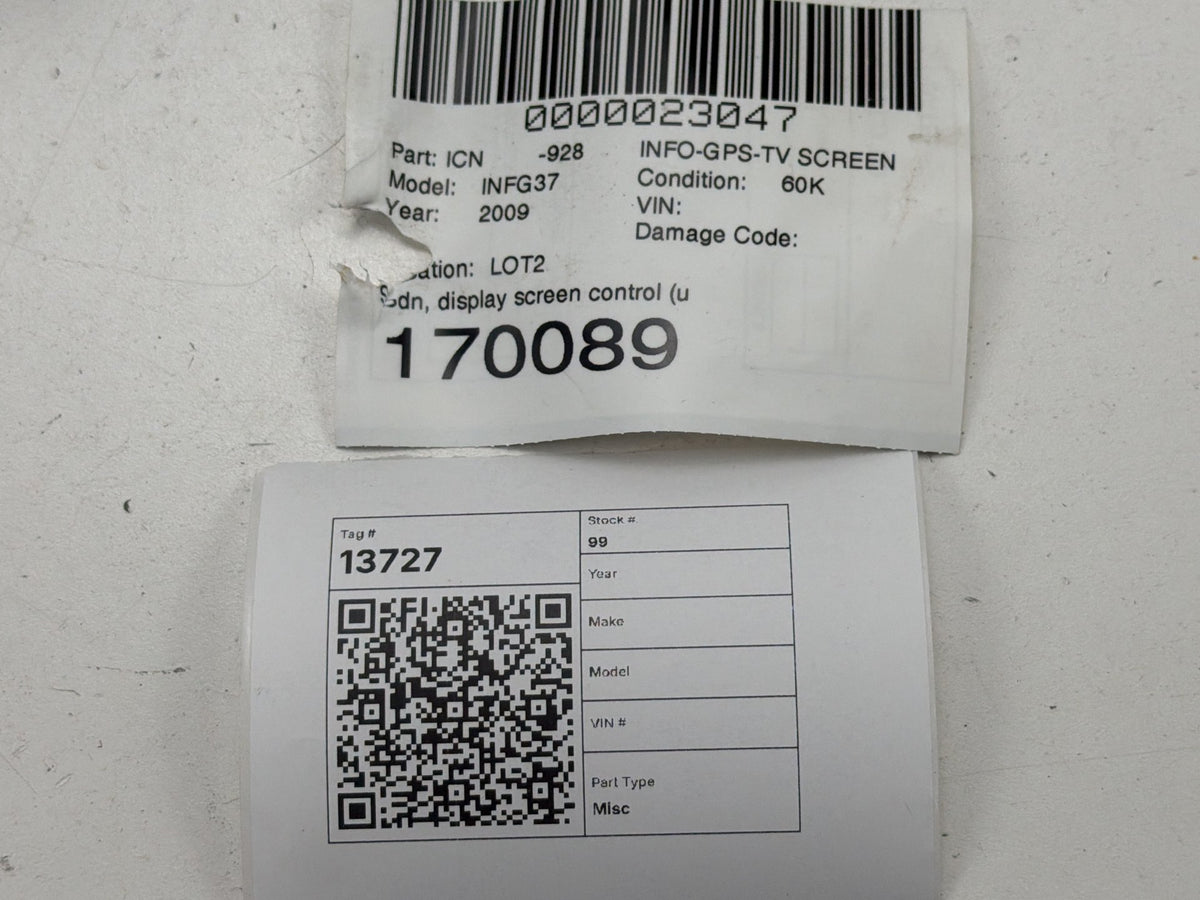 2009-2013 Infiniti G37 Info Display Screen Module 28091-JK61A OEM