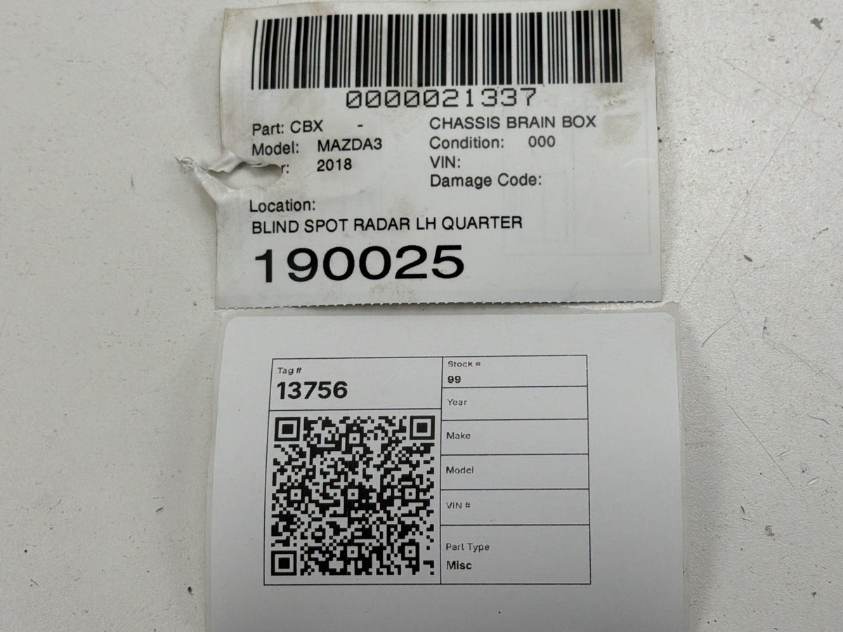 2017-2018 Mazda 3 Rear Left Side Blind Spot Radar Sensor Module BANE-67Y30-C OEM