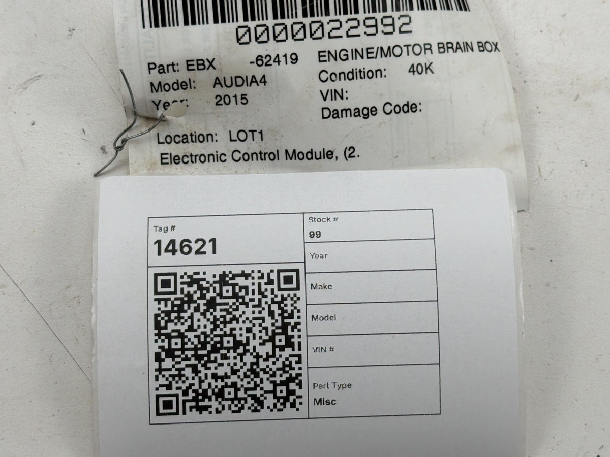 2015 Audi A4 2.0L Turbo Engine Computer Control Module Unit ECU 8K5907115N OEM