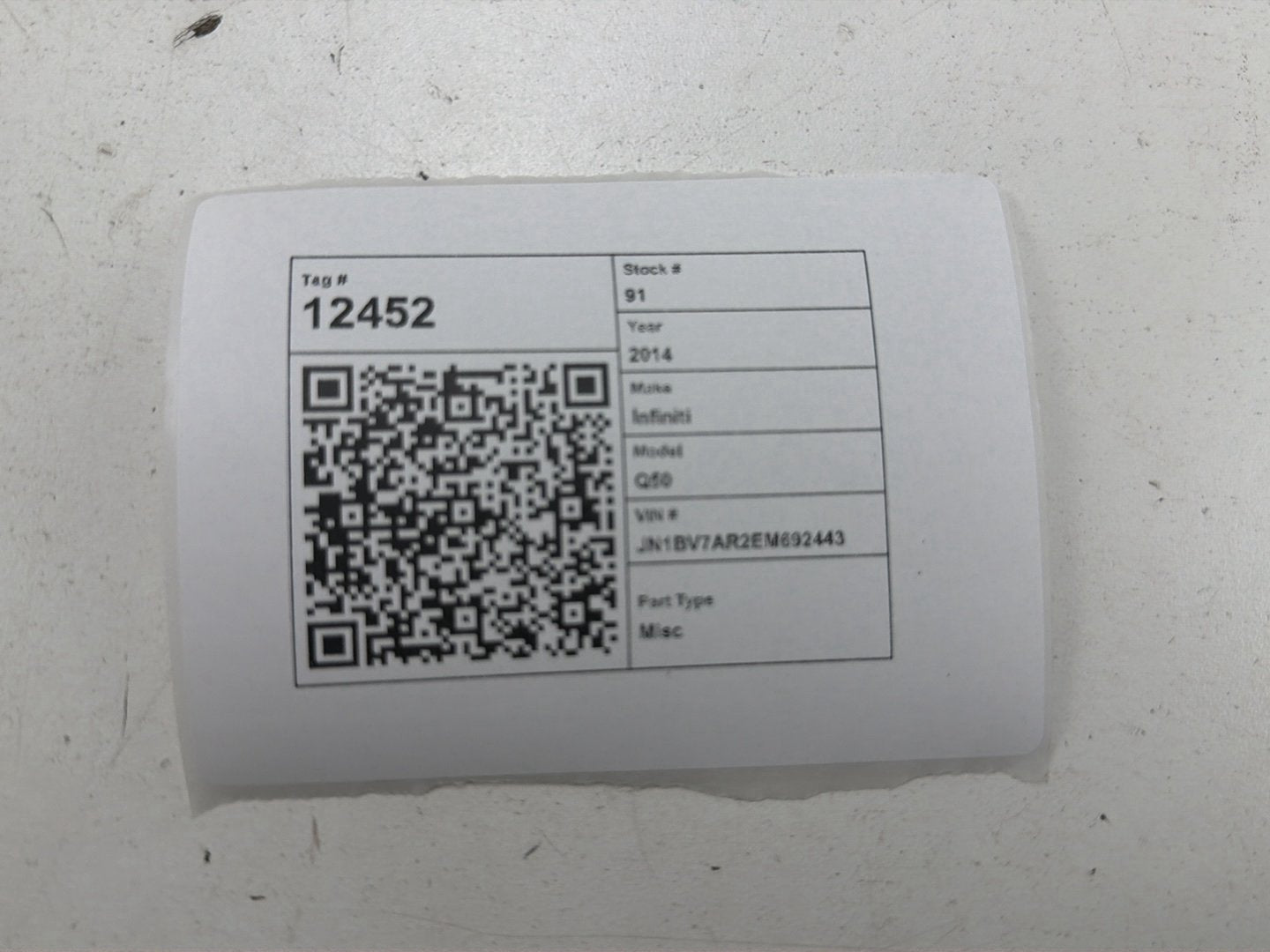 2014-2021 Infiniti Q50 Power Brake Booster Vacuum Pressure Switch Sensor OEM