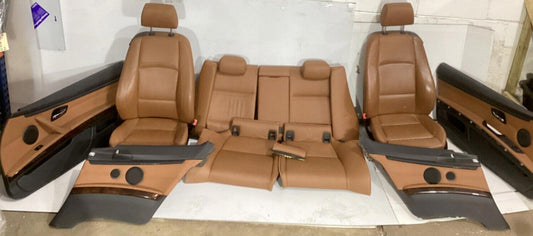 2007-2013 BMW 328i Front Rear Complete Seat Assembly & Door Panel Set OEM