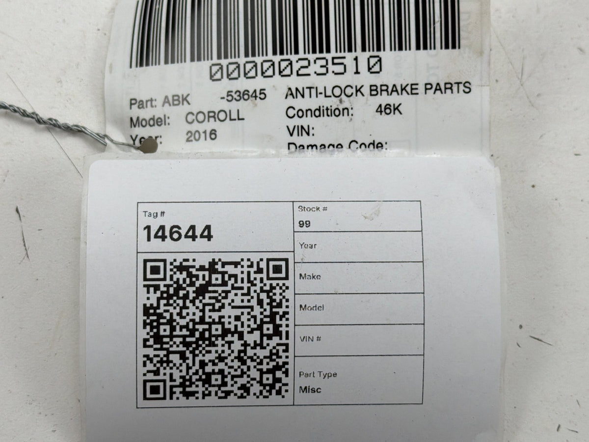 2016 Toyota Corolla ABS Anti-Lock Brake Pump Module 89541-02440 OEM