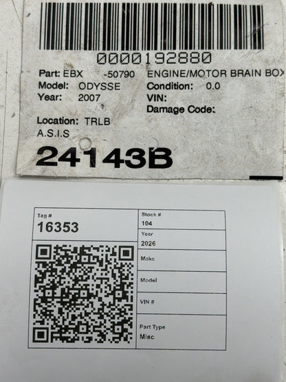 2007 Honda Odyssey Engine Control Module ECU ECM 37820-RGL-A83 OEM
