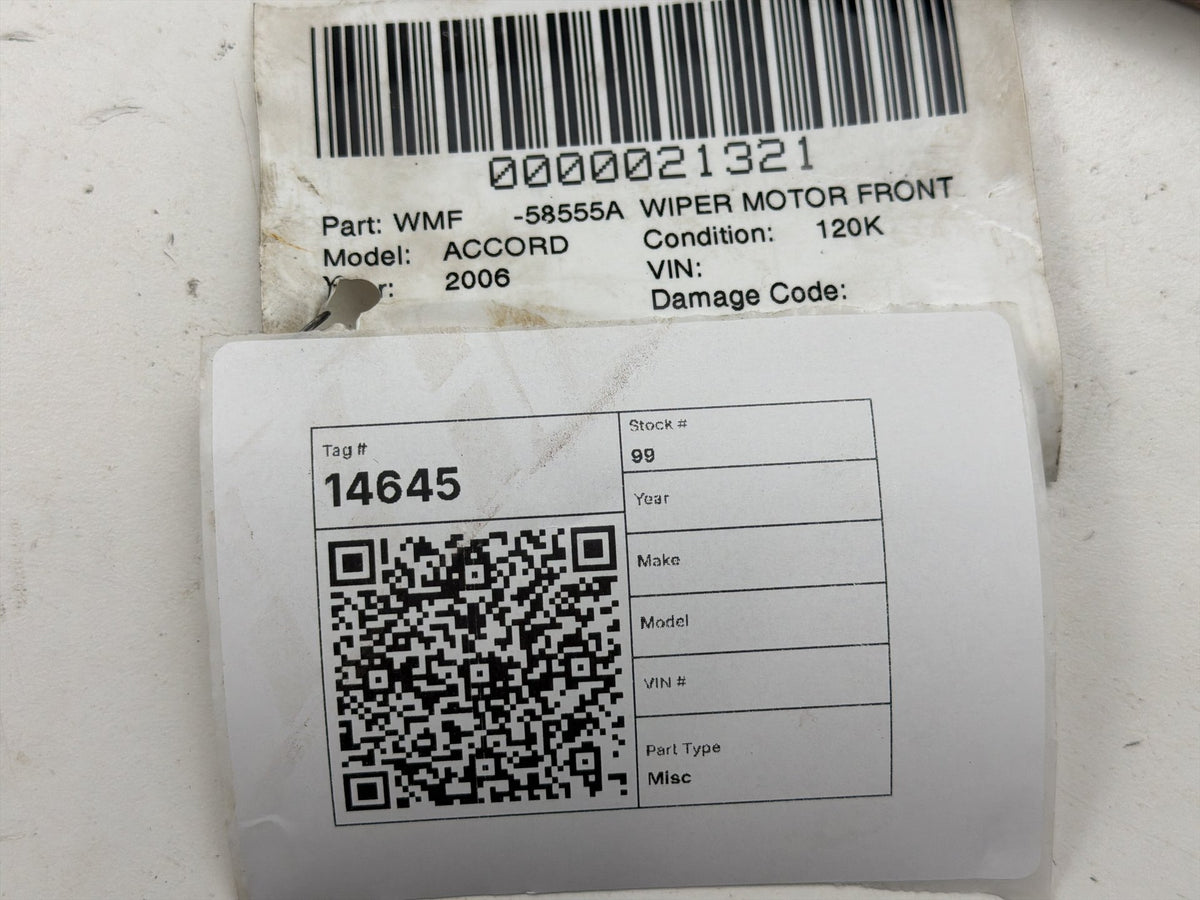 2003-2006 Honda Accord Front Windshield Wiper Motor 76505-SDA-A020 OEM