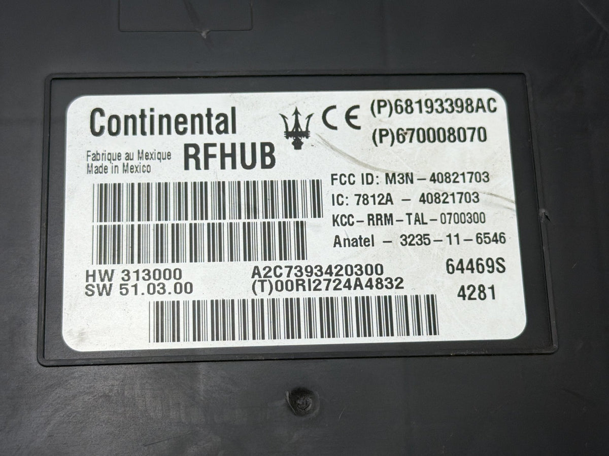 2014-2017 Maserati Quattroporte Keyless Entry Control Module 68193398AC OEM