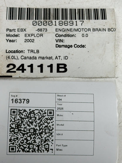 2002 Ford Explorer Engine Computer Control Module 2L2A-12A650-CF OEM