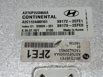 2015-2017 Hyundai Elantra Engine Control Module Unit ECU 39172-2EFE1 OEM