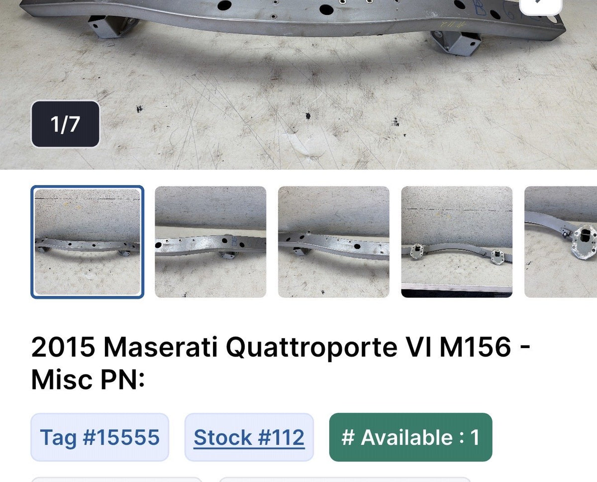2014-2020 Maserati Quattroporte M156 Front Bumper Impact Reinforcement Bar OEM