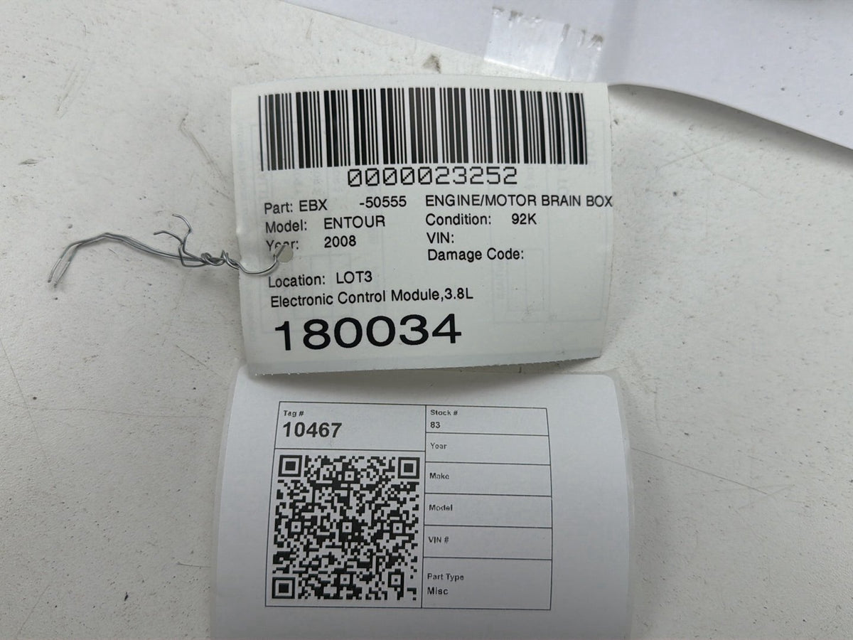 2007-2009 Hyundai Entourage 3.8L AT Under Hood Engine Computer ECU ECM OEM