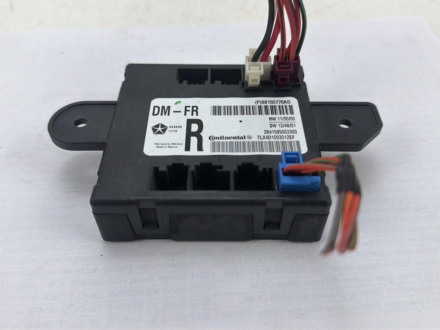 2013-2015 Ram 1500 Front Right Passenger Side Door Control Module 68155770AD OEM