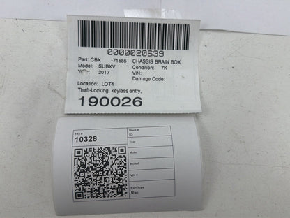 2013-2017 Subaru XV Crosstrek Keyless Entry Module Unit OEM