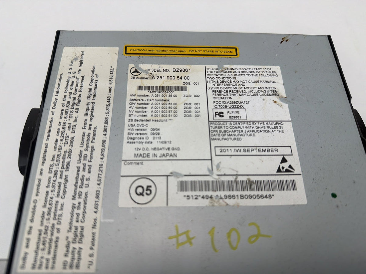 2007-2013 Mercedes R350 Head Command Navigation Radio CD Player A2519005400 OEM