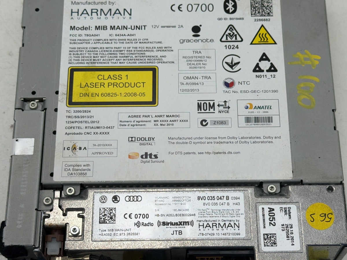 2015-2018 Audi A3 Radio Receiver Disc CD Changer Player 8V0035047 OEM