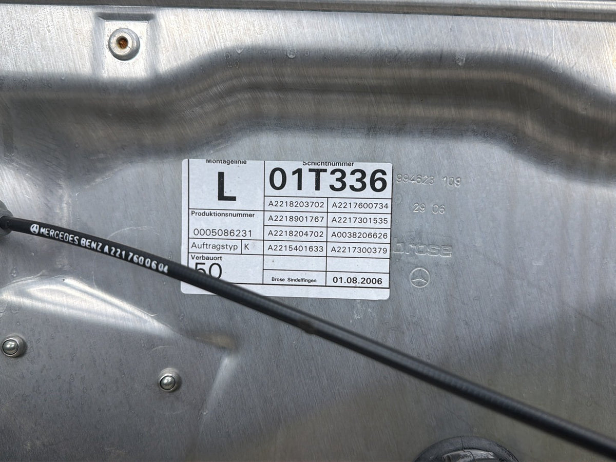 2007-2009 Mercedes-Benz S500 S-Class W221 Left Rear Driver Side Door Shell OEM