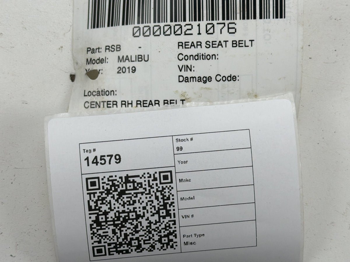 2016-2022 Chevrolet Malibu Rear Center Seat Belt Retractor Assembly OEM