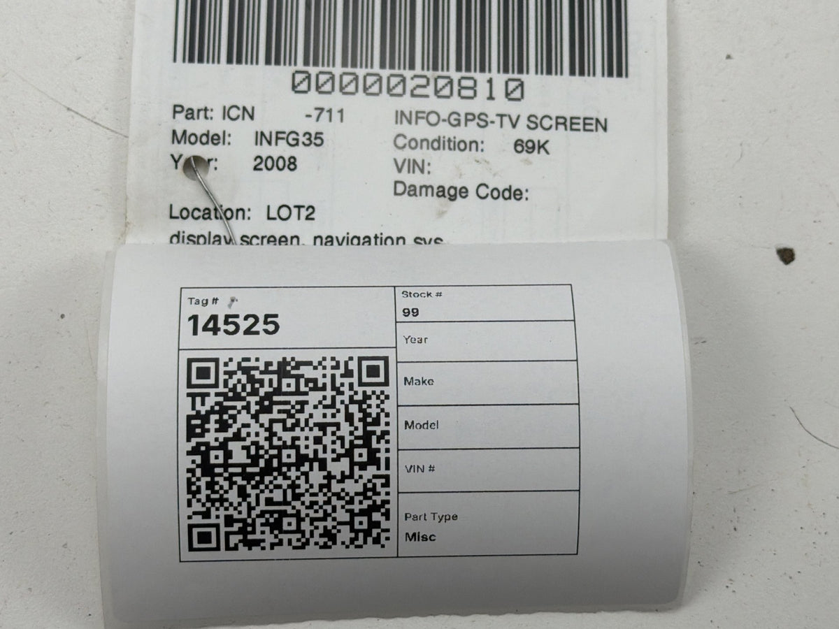 2007-2008 Infiniti G35 Dash Information Display Screen 28091 JK61A OEM