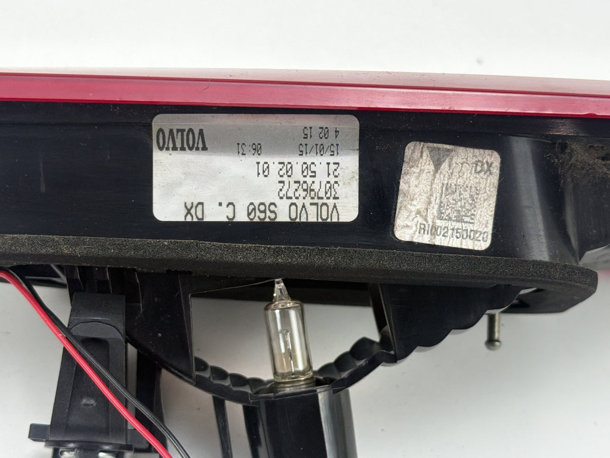 2011-2018 Volvo S60 Rear Right Passenger Side Inner Trunk Lid Tail Light OEM