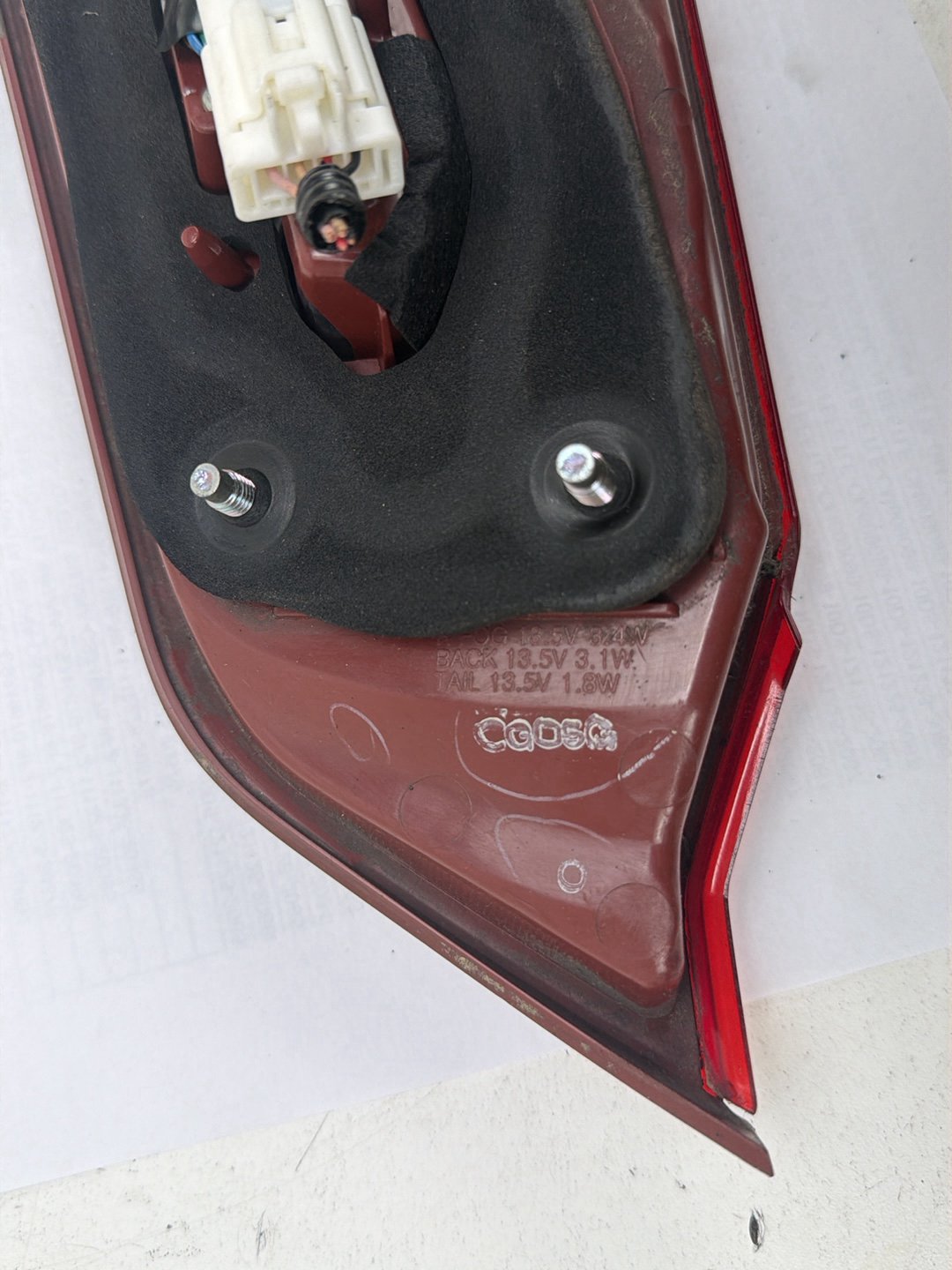 2014-2017 Infiniti Q50 Right Passenger Trunk Lid Inner Tail Light OEM