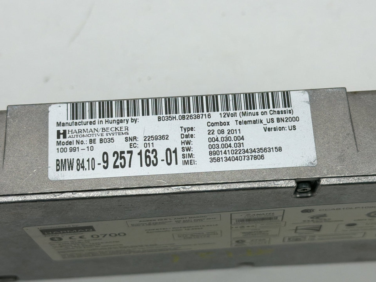 2011-2013 BMW X5 Telematics Bluetooth Communication Module 9257163 OEM