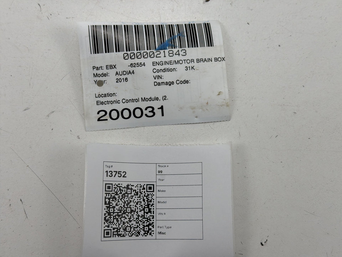 2016 Audi A4 2.0L Engine Computer Control Module Unit ECU 8K0907352A OEM
