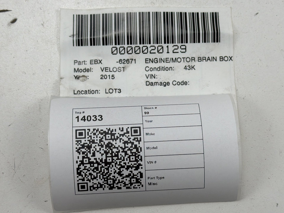2012-2015 Hyundai Veloster 1.6L Engine Control Module ECU ECM 39110-2BBR4 OEM