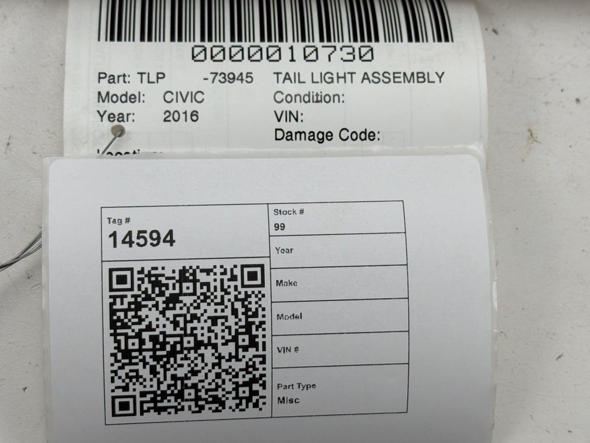 2016-2021 Honda Civic - Sedan Right Passenger Tail Light OEM