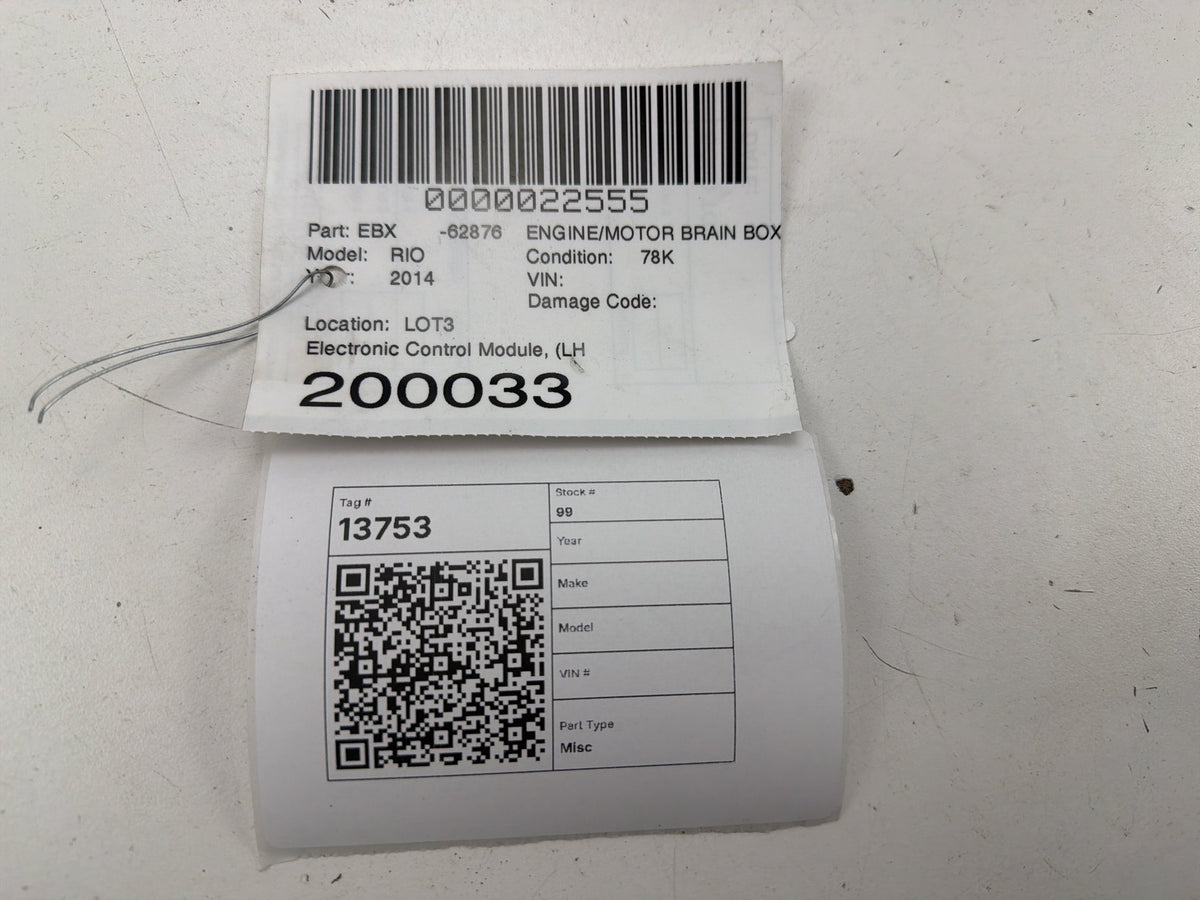 2014-2015 Kia Rio Engine Computer Control Module Unit ECU 39110-2BDR5 OEM