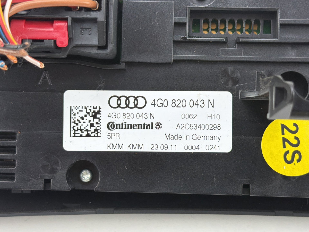 2012-2018 Audi A7 Temperature Climate Control Panel 4G0820043N OEM