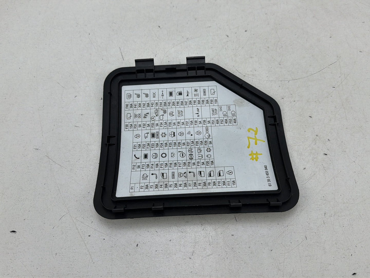 2007-2013 Mini Cooper S Convertible -Interior Fuse Box Cover Lid 61353455940 OEM