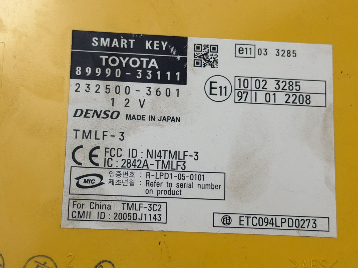 2007-2012 Lexus ES350 Smart Key Computer ECU Module 89990-33111 OEM