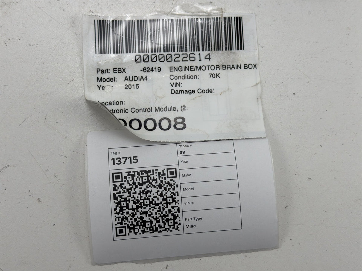 2015 Audi A4 2.0L Engine Computer Control Module Unit ECU 8K5907115N OEM