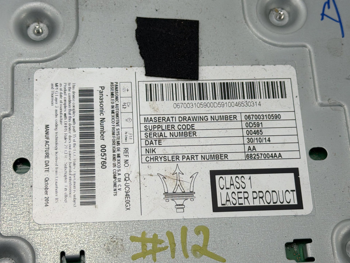 2014-2017 Maserati Quattroporte Radio CD Player Media Receiver 68257004AA OEM