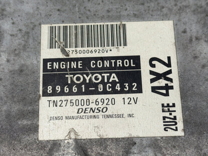 2003 Toyota Tundra 4.7L Engine Computer Control Module Unit ECU 89661-0C432 OEM