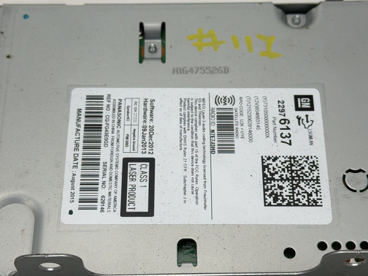 2013-2016 Chevrolet Cruze AM FM Radio Receiver CD Player 22976137 OEM