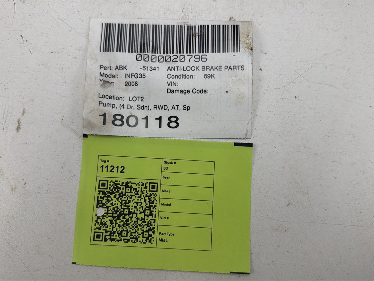 2007-2008 Infiniti G35 Front Anti-Lock Brake ABS Pump Modulator Module OEM