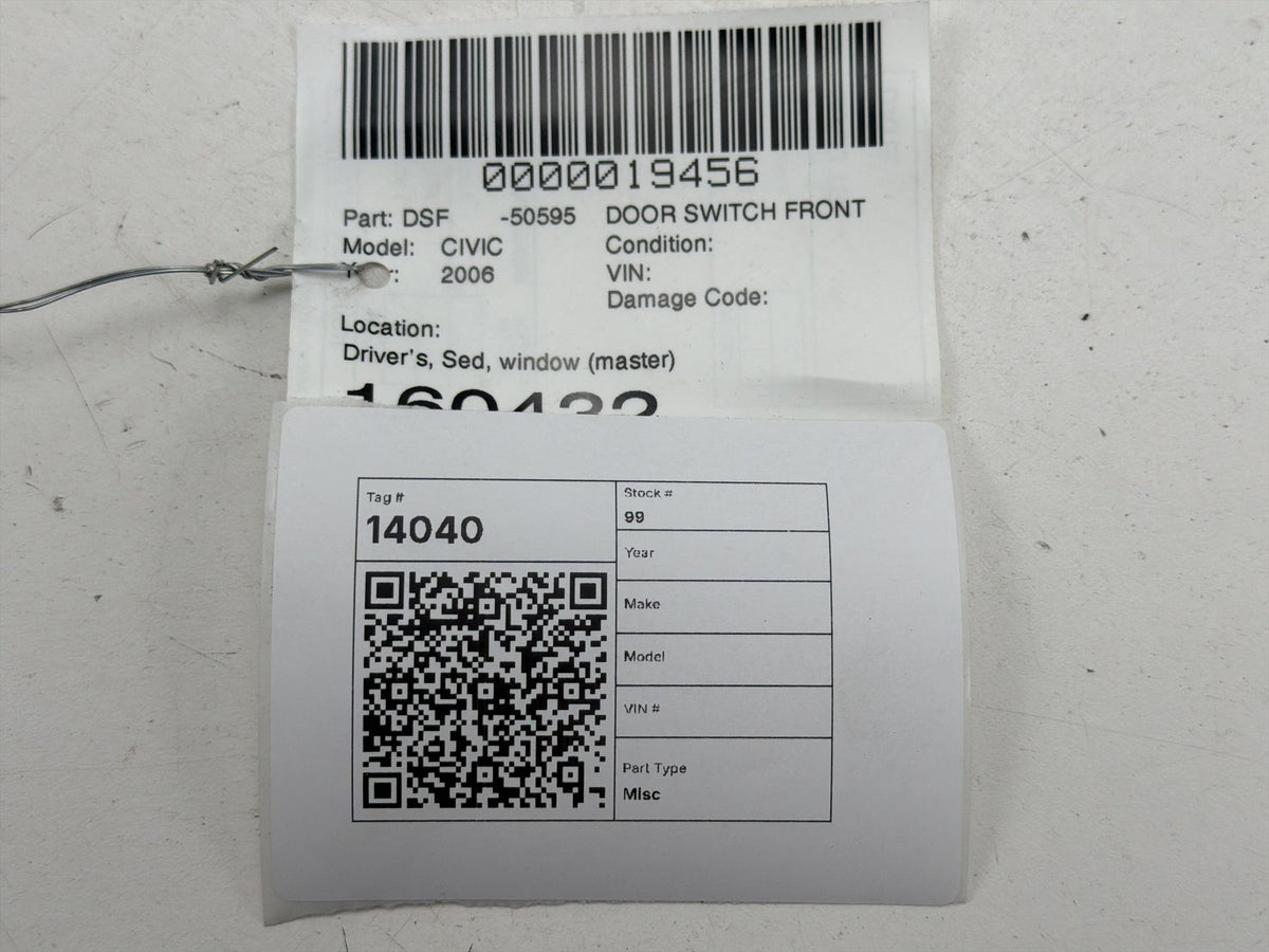 2006-2011 Honda Civic Driver Left Master Power Window Switch 6512-0262 OEM