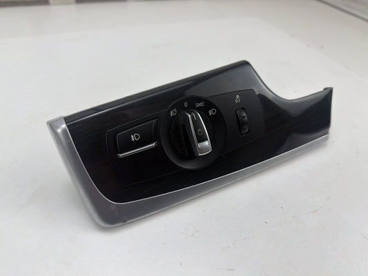 2011-2016 BMW 550i xDrive Left Dash Headlight Control Switch Wood Trim Panel OEM