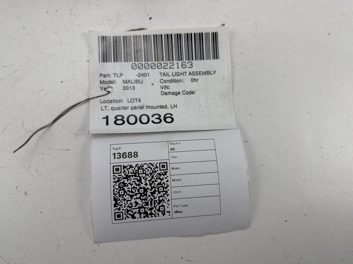 2013-2015 Chevrolet Malibu Rear Left Driver Outer Tail Light 23151403 OEM