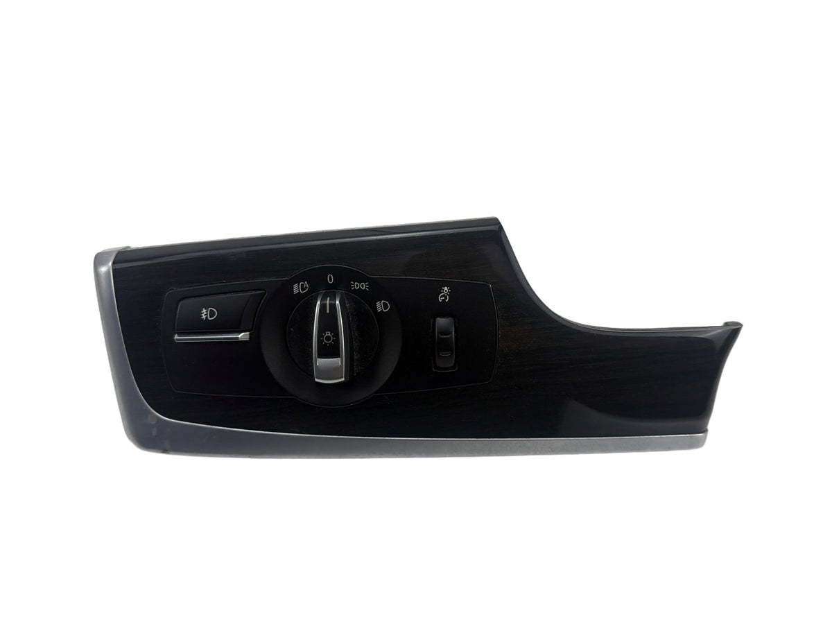 2011-2016 BMW 550i xDrive Left Dash Headlight Control Switch Wood Trim Panel OEM