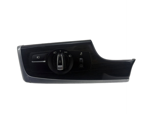 2011-2016 BMW 550i xDrive Left Dash Headlight Control Switch Wood Trim Panel OEM