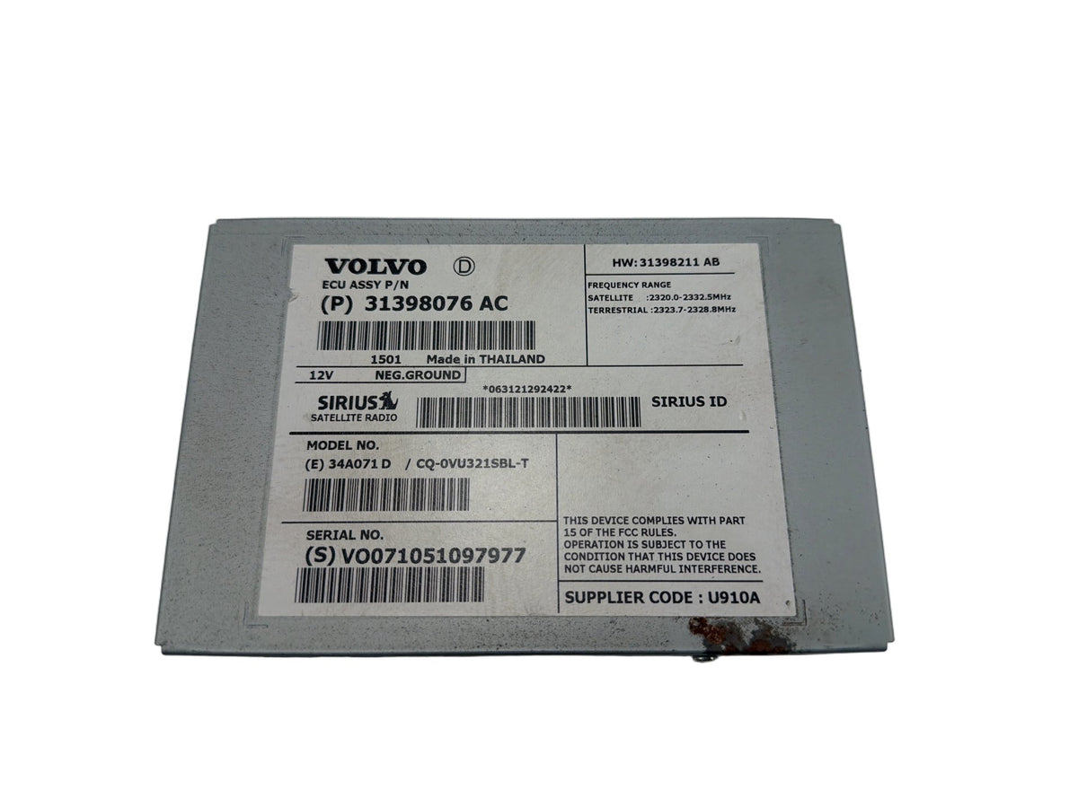 2015-2018 Volvo S60 - Sirius Satellite Radio Receiver Module P31398076 OEM