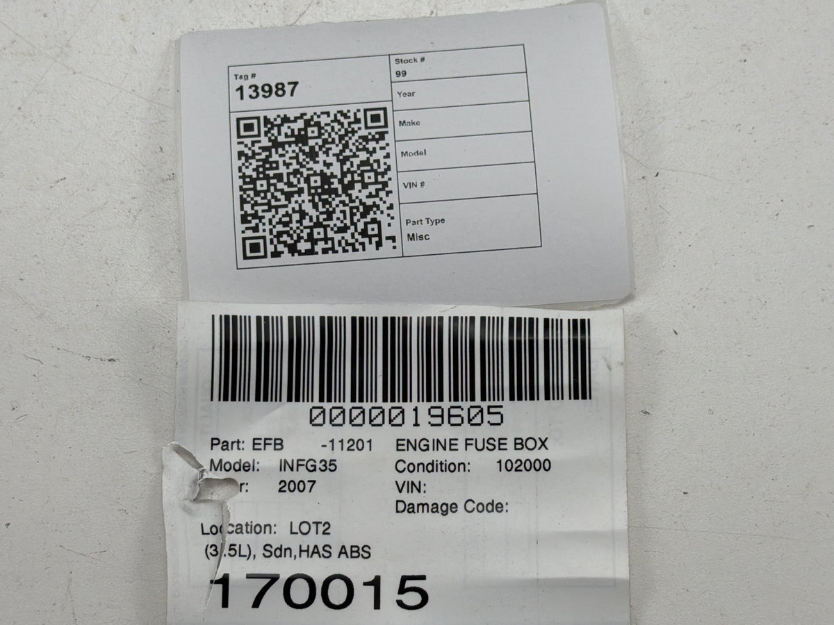2010-2015 Infiniti G37 Q50 Q60 Fuse Box Relay Module 284B9-JK000 OEM