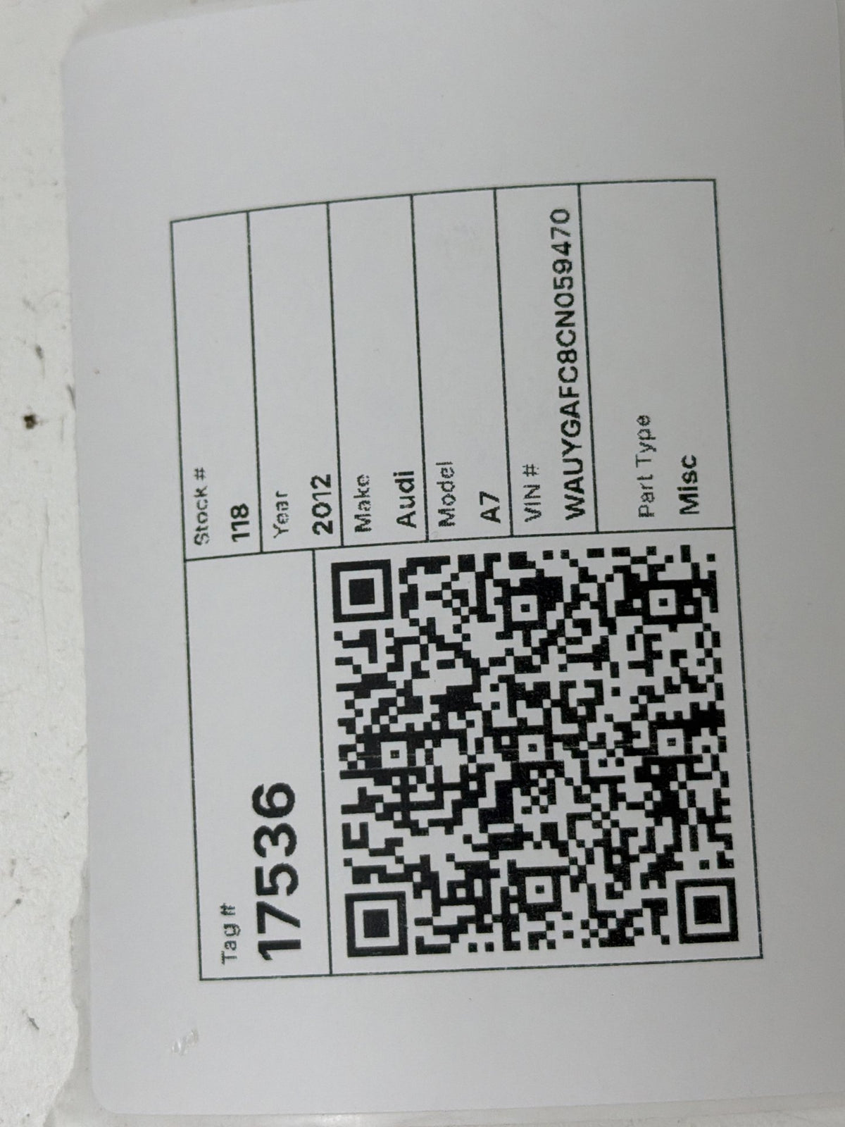 2012-2018 Audi A7 Front Right Seat Occupant Detection Sensor 5C6959339 OEM
