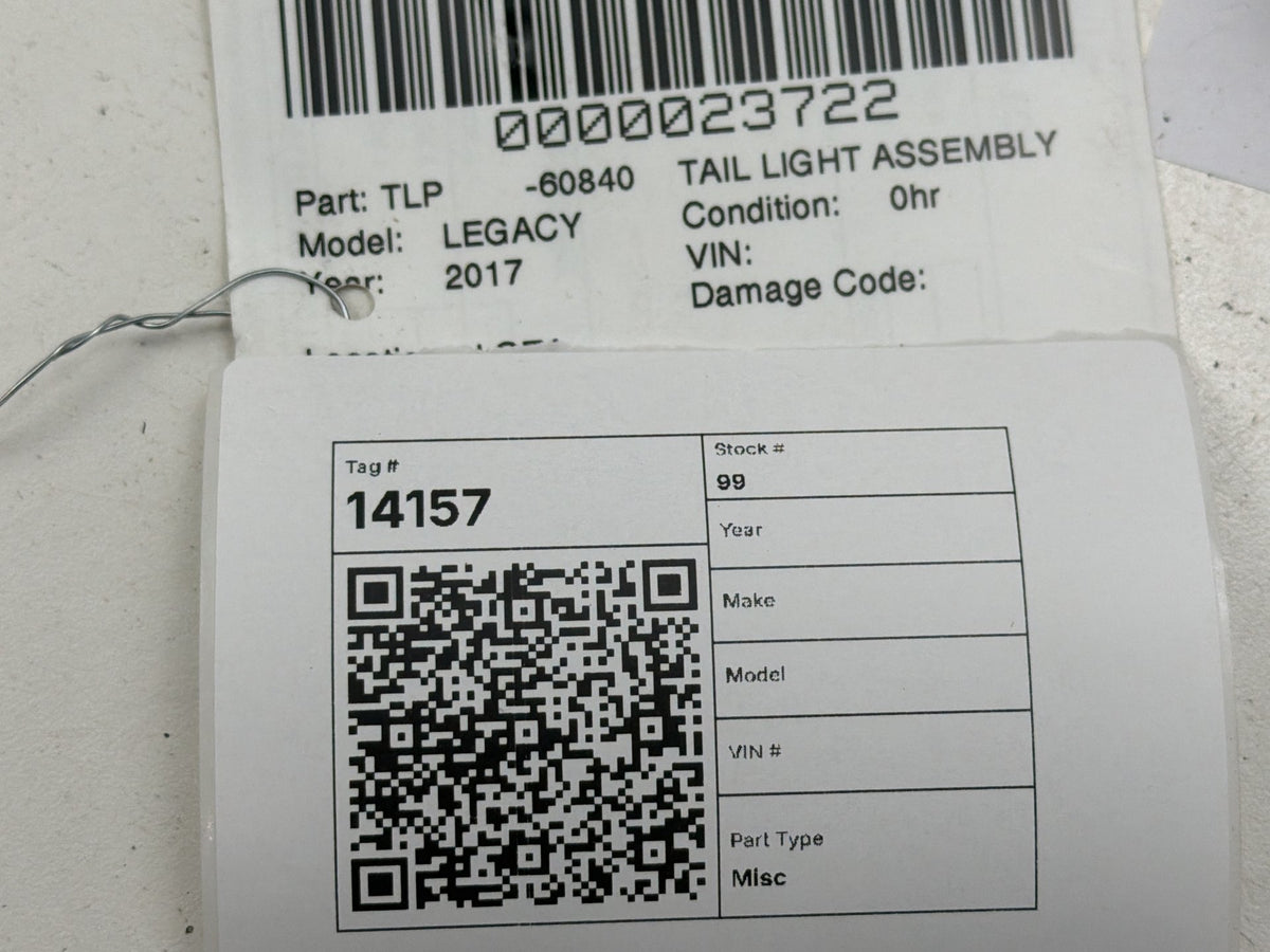 2015-2019 Subaru Legacy Rear Left Driver Side Back Up Trunk Tail Light Lamp OEM