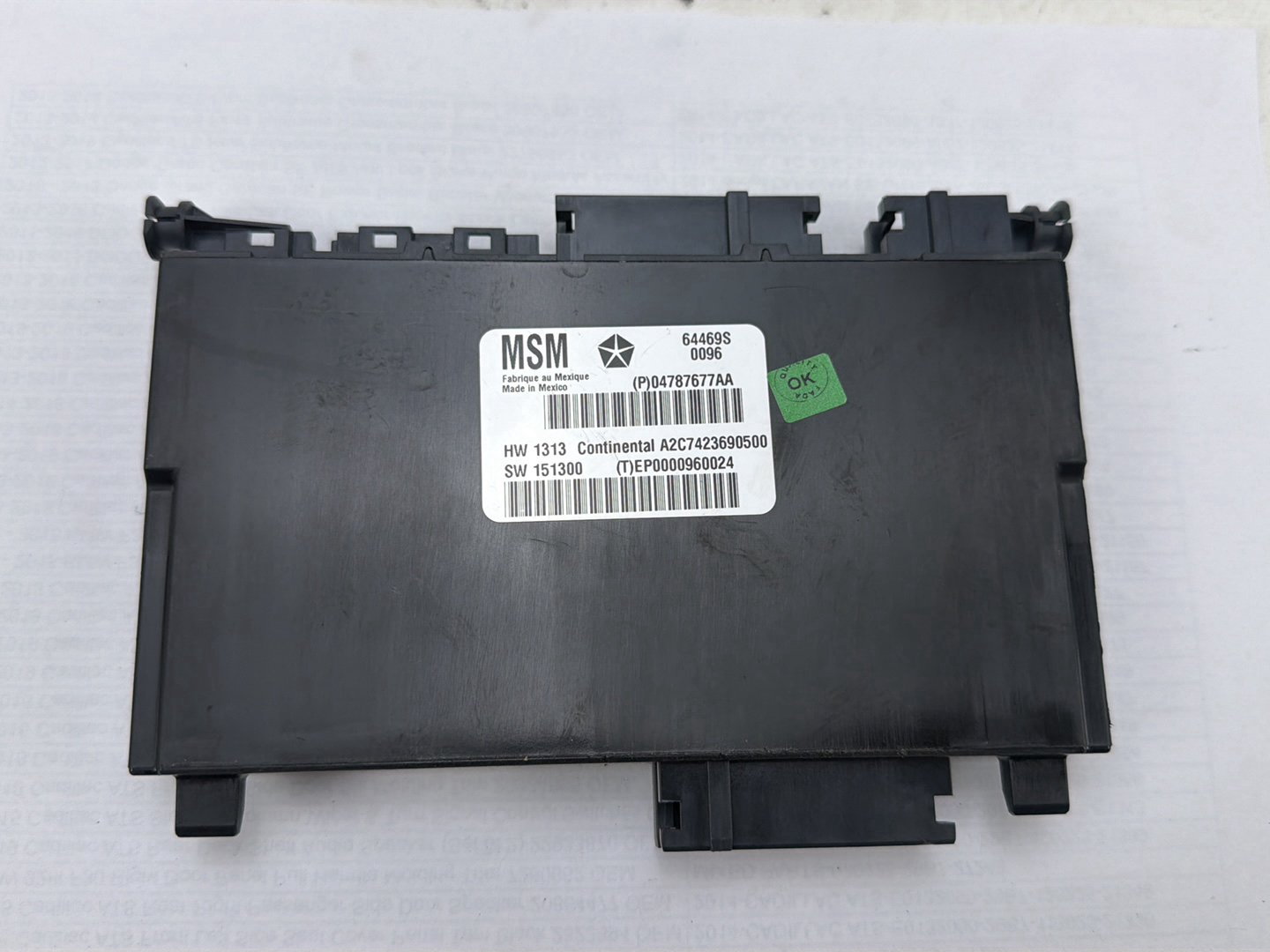 2014-2017 Maserati Ghibli Front Left Memory Seat Module 04787677AA OEM